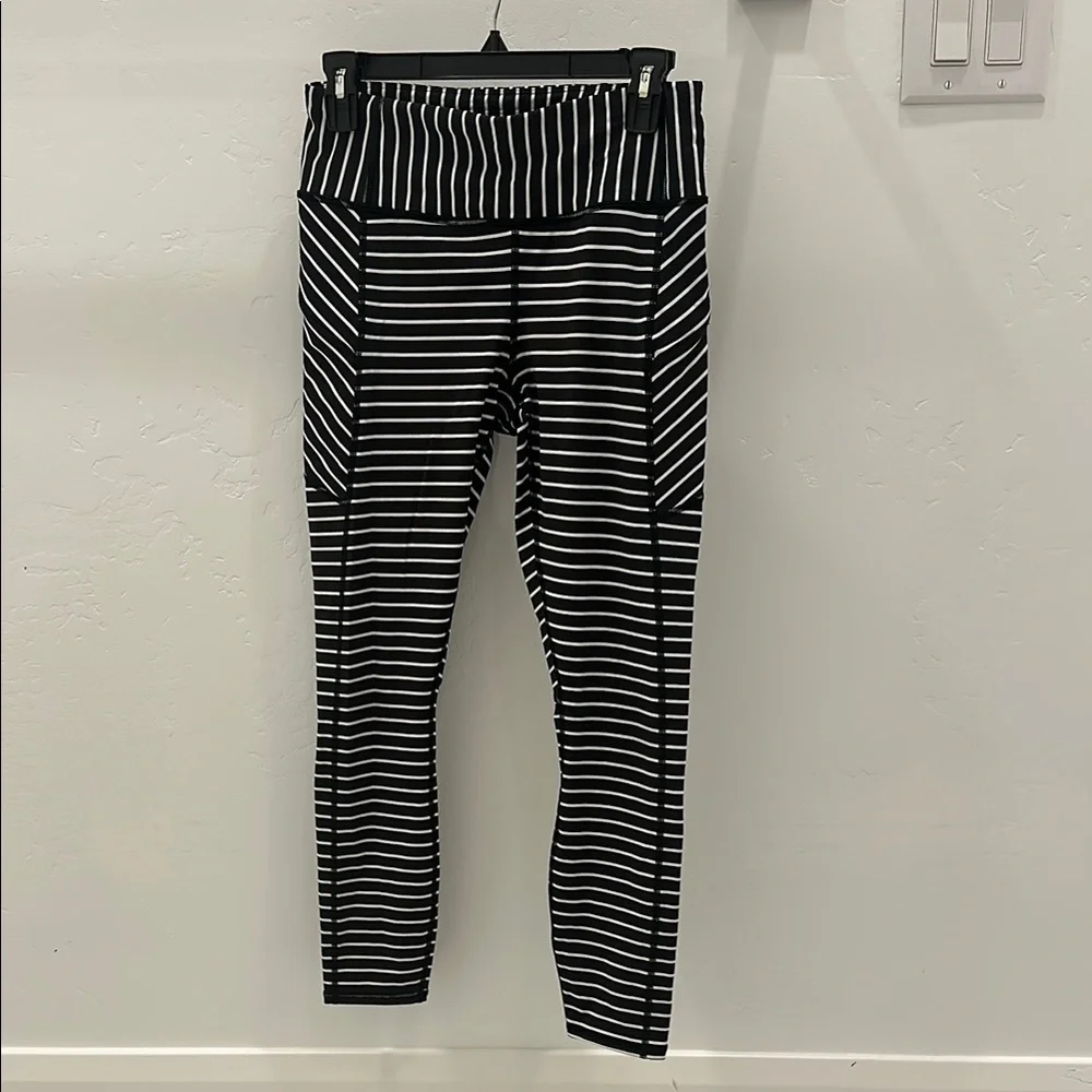Athleta Black and White Striped Leggings - Picture 1 of 5